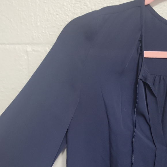 Joie Deep Blue Silk Blouse with Tassel Details - Picture 6 of 14